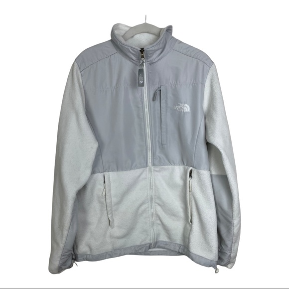 The North Face Size Large Denali White Grey Long Sleeve Zip Up Jacket - Picture 3 of 11
